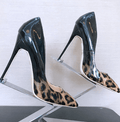 ezy2find high heal Black / 41 Shallow mouth pointed fine with color matching leopard sexy fashion high heels
