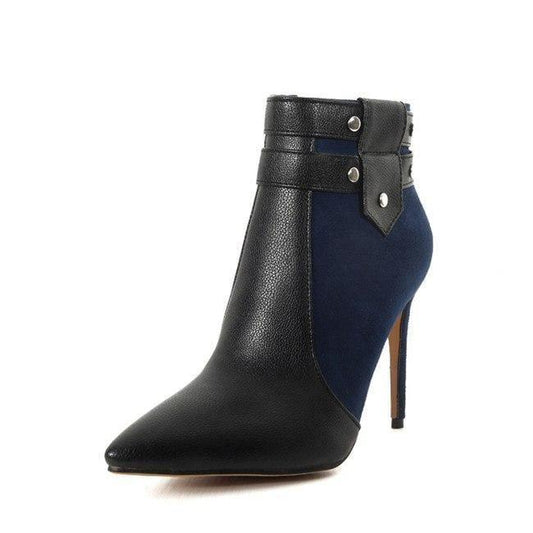 ezy2find high heal Blue / 35 Fashion Retro Thin High Heels Buckle Strap Rivets Ankle Boots Plus Size Women Winter Shoes Blue Black Red Stiletto