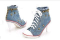 ezy2find high heal Blue / 38 New Korean women's shoes cowboy high heels