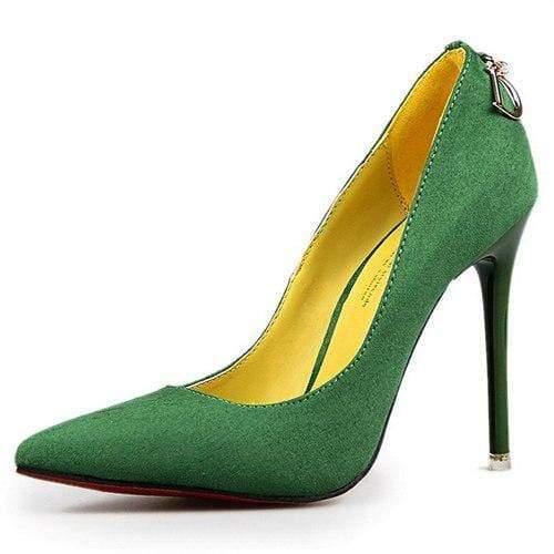 ezy2find high heal Green / 35 Women Pumps Brand Women Shoes High Heels Sexy Pointed Toe Red Bottom High Heels Wedding Shoes