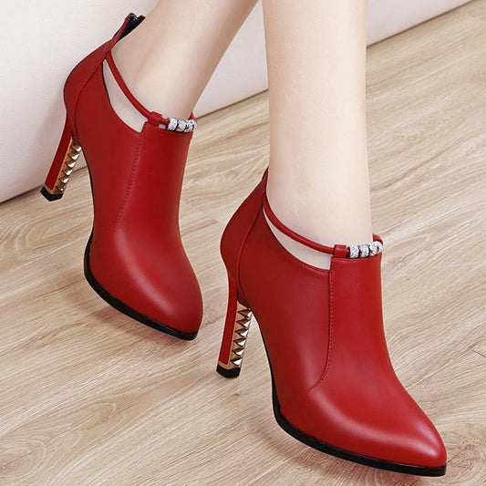 ezy2find high heal Rad / 36 In the autumn of 2020 new Korean female high-heeled shoes all-match pointed shoes with a fine waterproof black ladies shoes