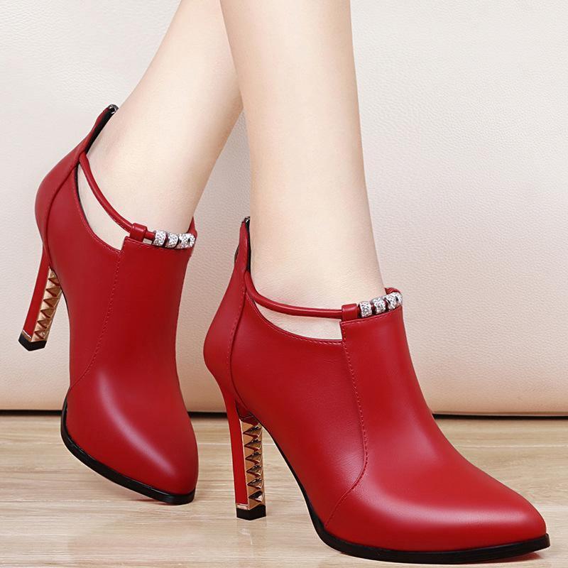 ezy2find high heal Rad / 40 In the autumn of 2020 new Korean female high-heeled shoes all-match pointed shoes with a fine waterproof black ladies shoes