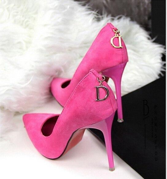 ezy2find high heal Rose Red / 34 Women Pumps Brand Women Shoes High Heels Sexy Pointed Toe Red Bottom High Heels Wedding Shoes