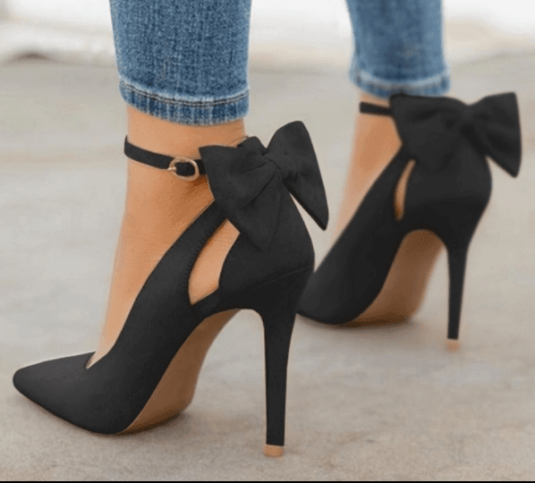 ezy2find high-heeled shoes Black / 39 Bow high heels