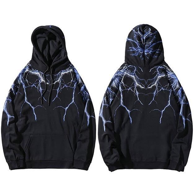 ezy2find hoodie A761969 Black / L Hip Hop Lightning Hoodie Sweatshirt Men