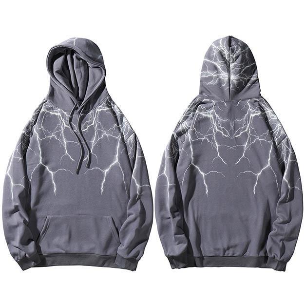 ezy2find hoodie A761969 Grey / L Hip Hop Lightning Hoodie Sweatshirt Men