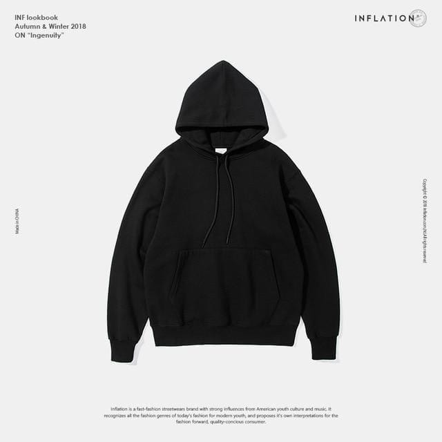 ezy2find hoodies black / L Mens Thick Fleece Hoodies Hip Hop Pure Hoodies