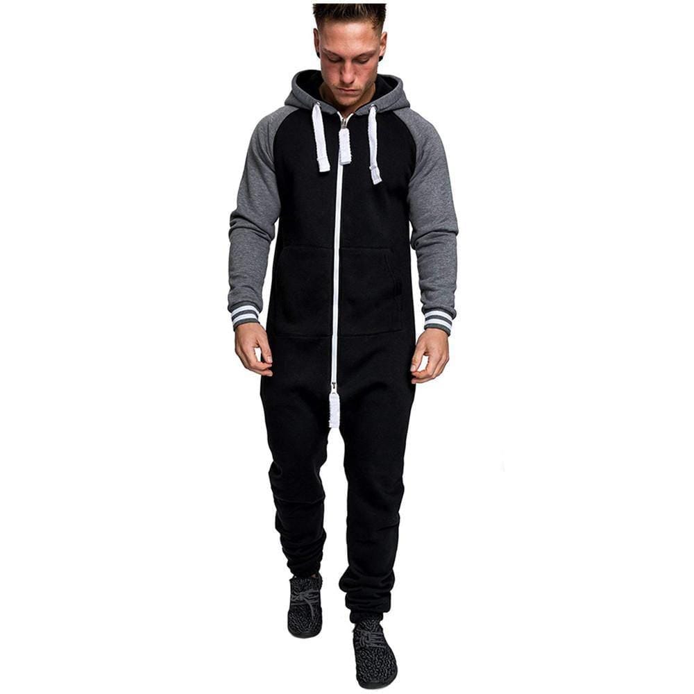 ezy2find hoodies Black white / M New men's hooded and velvet one-piece