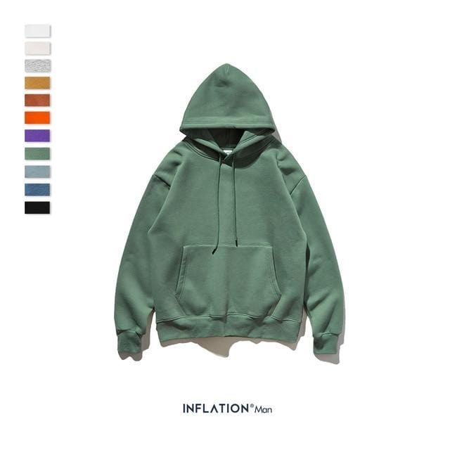 ezy2find hoodies grey green / L Mens Thick Fleece Hoodies Hip Hop Pure Hoodies