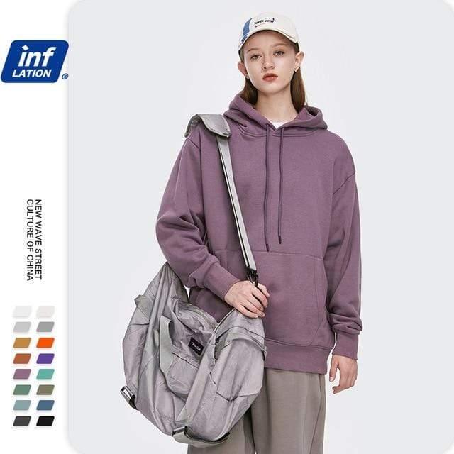ezy2find hoodies Grey purple / XXL Mens Thick Fleece Hoodies Hip Hop Pure Hoodies