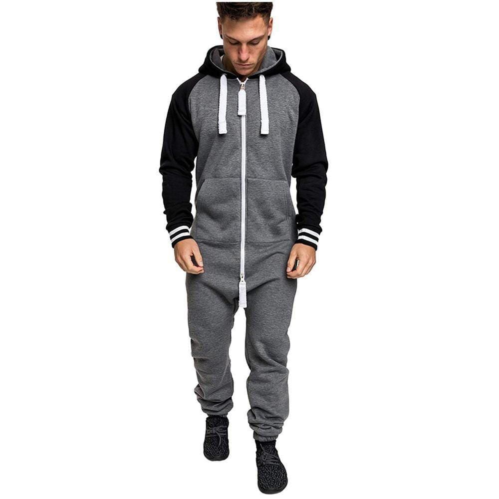 ezy2find hoodies Grey white / 3XL New men's hooded and velvet one-piece