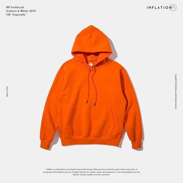 ezy2find hoodies orange / L Mens Thick Fleece Hoodies Hip Hop Pure Hoodies