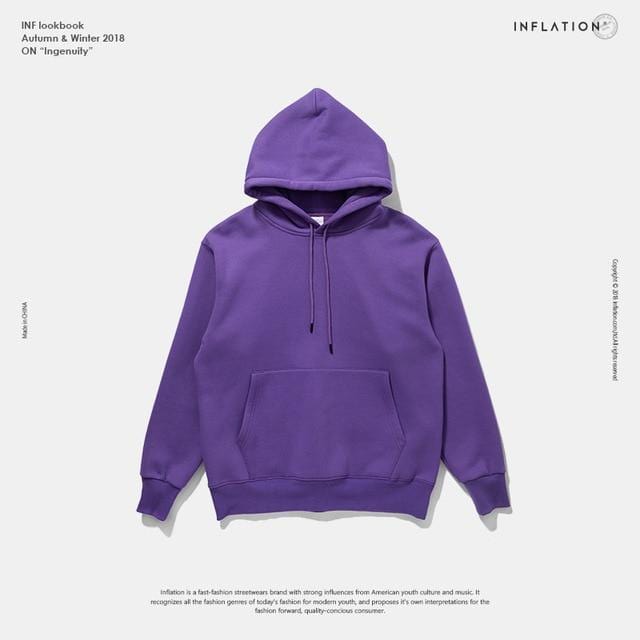 ezy2find hoodies purple / L Mens Thick Fleece Hoodies Hip Hop Pure Hoodies