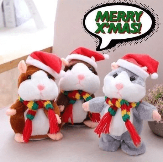 ezy2find interactive toys With hat / 16cm / 3colors 16cm Christmas Talking Hamster Plush Toy Interactive Sound Record Plush Hamster Stuffed Toys for Children Kids Christmas Gift