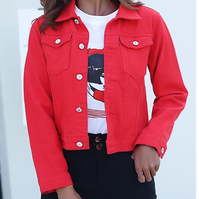 ezy2find jeans jacket Jeans Jacket and Coats for Women 2019 Autumn Candy Color Casual Short Denim Jacket