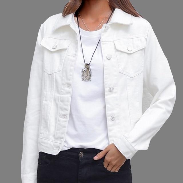 ezy2find jeans jacket White / S Jeans Jacket and Coats for Women 2019 Autumn Candy Color Casual Short Denim Jacket