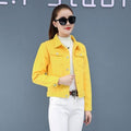 ezy2find jeans jacket Yellow / XL Jeans Jacket and Coats for Women 2019 Autumn Candy Color Casual Short Denim Jacket