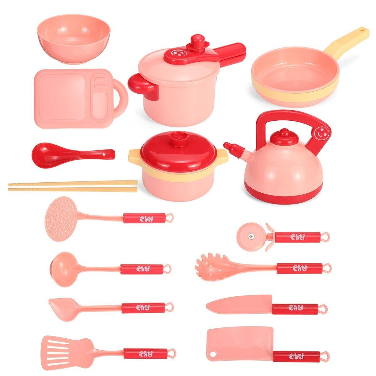 ezy2find kitchen toys A 16Pcs Simulation Kitchen Cooking Play Role playing Set Toys Practical Skills for Children Gift