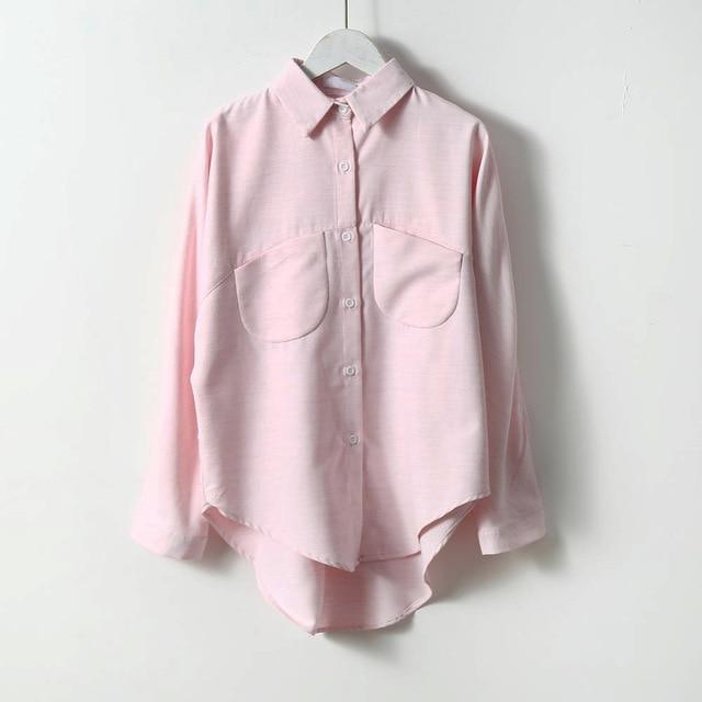 ezy2find L / Pink 2021 Spring Women Summer Blouse Korean Long Sleeve Womens Tops And Blouses Vintage Women Shirts Blusas Roupa Feminina Tops