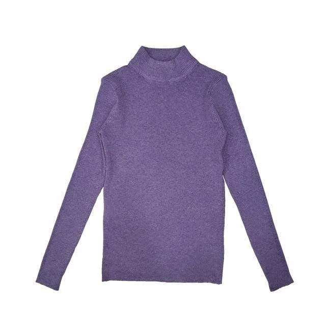 ezy2find L / Violet Marwin New-coming Autumn Winter Tops Turtleneck Pullovers Sweaters Primer shirt long sleeve Short Korean Slim-fit tight sweater