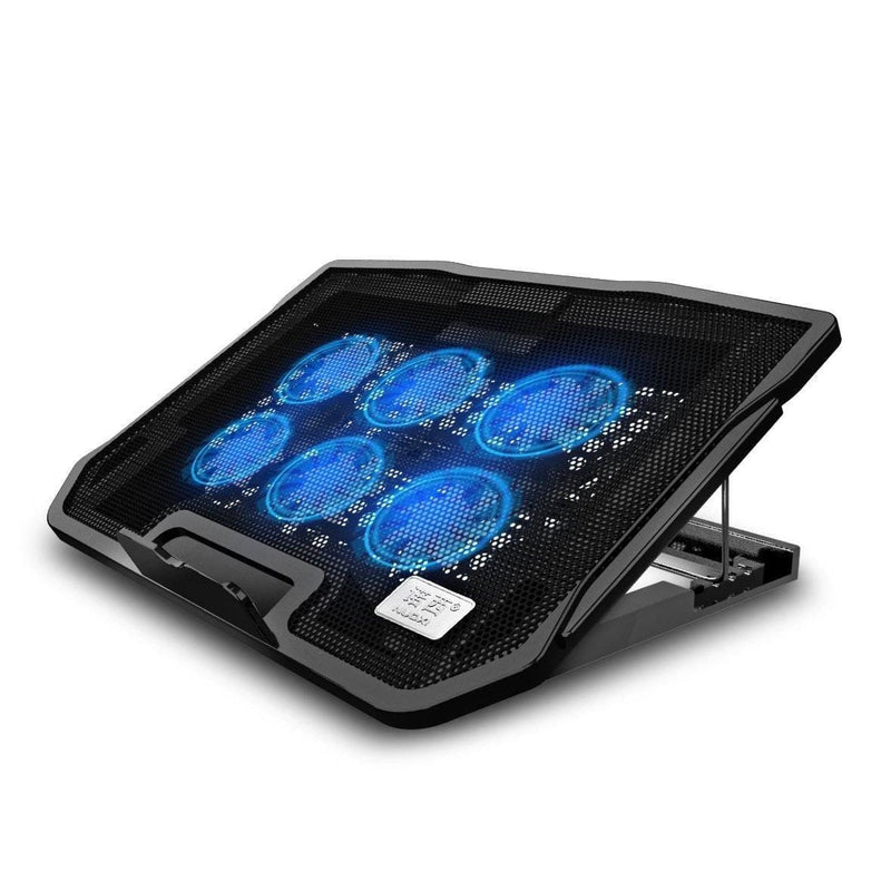 ezy2find laptop cooler Black / USB Notebook Cooler With 6 High-speed Fans Non-slip Adjustable Wind Speed Cooling Pad