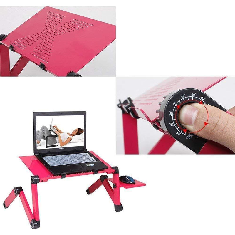 ezy2find Laptop-Table-Stand Red Laptop-Table-Stand Desk Mouse-Pad Notebook Folding Ergonomic-Design Adjustable with