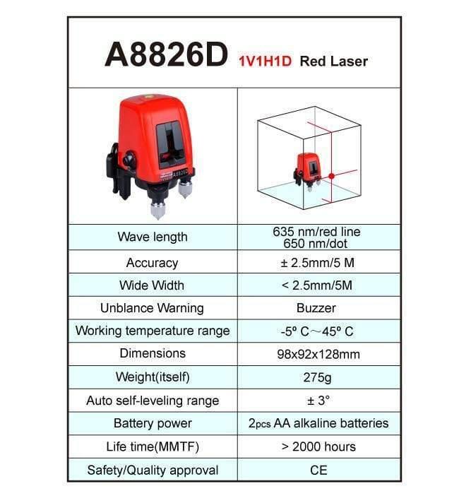 ezy2find laser level A8826D Laser Level 2 Line 1 Dots 1V1H Portable 360 Self-leveling Cross Red Line Lazer Construction Diagnostic-tool