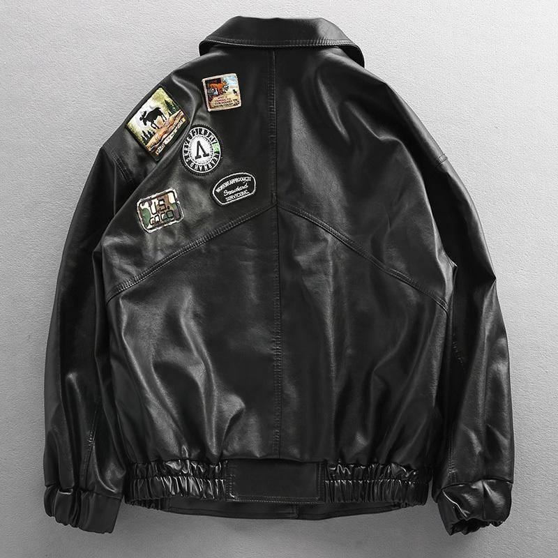 ezy2find leather clothing Black / Plus velvet / S Pilot Air Force Suit