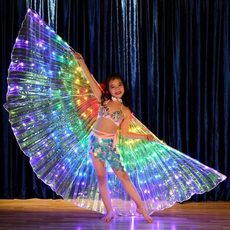 ezy2find LED butterfly wings Child LED Butterfly Wings Halloween Stage Performance Props Women Dance Prop DJ LED Dance Wings Light Up Wing Costume  Dance Wings Rainbow Colors With Stick