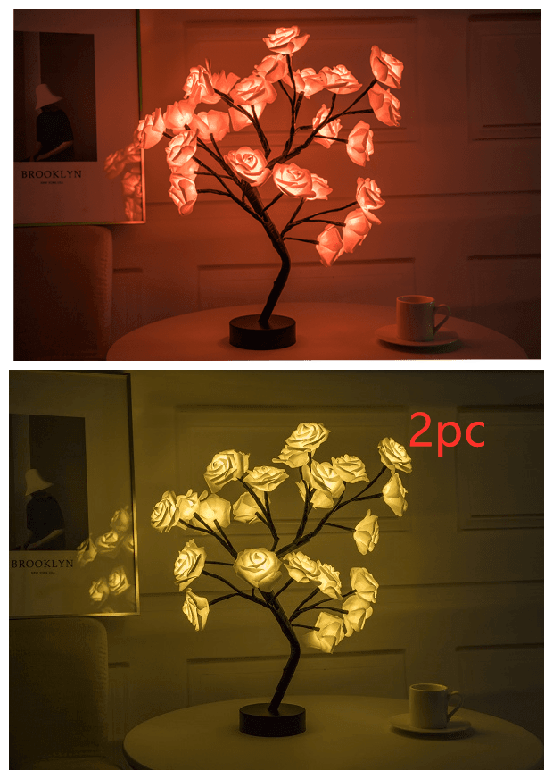 ezy2find led lights 2PCBY1Pink black Rose Flower Tree LED Lamp