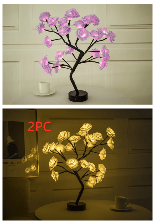 ezy2find led lights 2PCBY1Purple black Rose Flower Tree LED Lamp