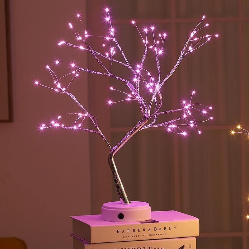 ezy2find led lights Pink 108 LED Tree Light Touch Switch Pearl Star Night Light