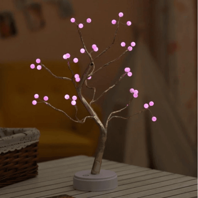ezy2find led lights Pink Pearl 36 LED Tree Light Touch Switch Pearl Star Night Light