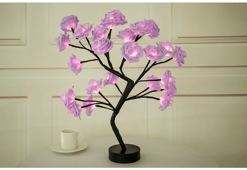 ezy2find led lights Purple black Rose Flower Tree LED Lamp