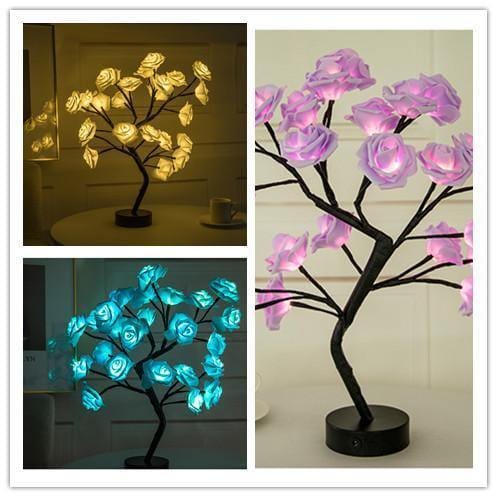 ezy2find led lights Set4 Rose Flower Tree LED Lamp