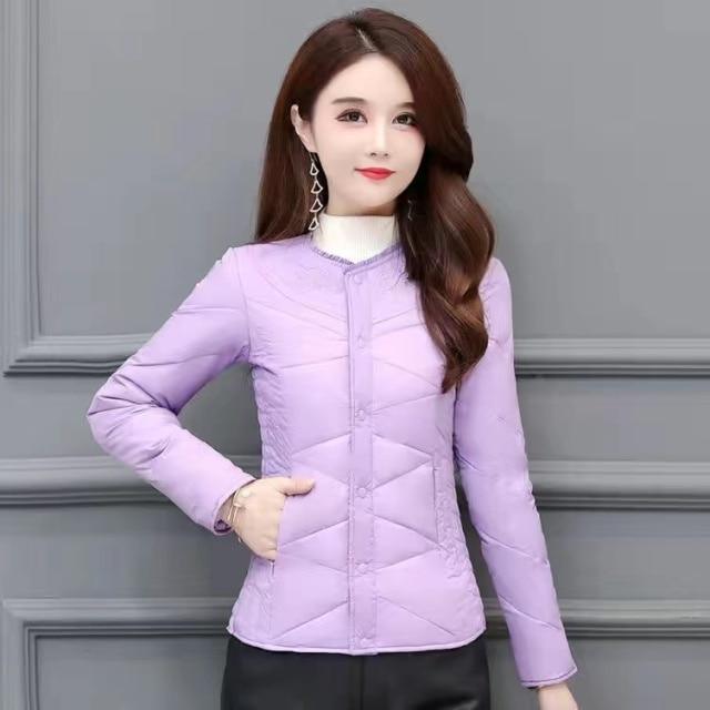 ezy2find Lilac purple / S below 45kg 2021 new down jacket liner women's short long-sleeved large size mother's wear thickened warmth and slim down jacket down jacket