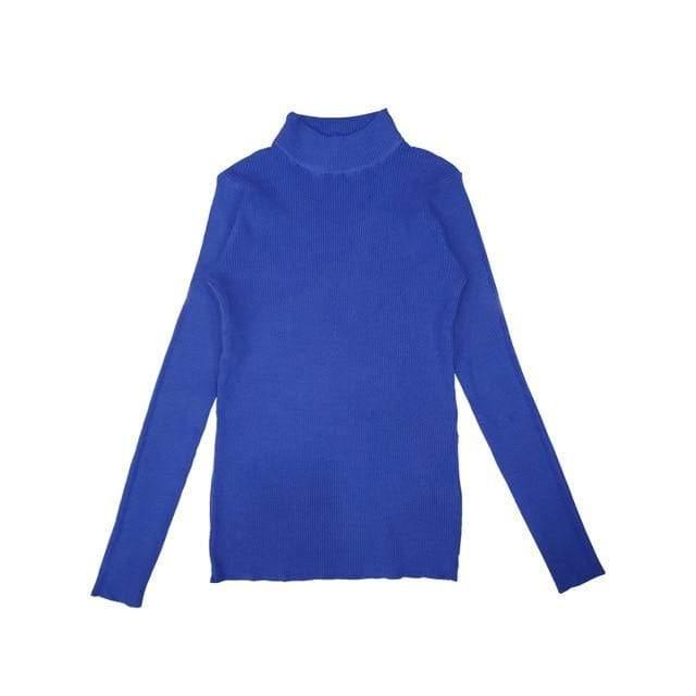 ezy2find M / Sapphire Blue Marwin New-coming Autumn Winter Tops Turtleneck Pullovers Sweaters Primer shirt long sleeve Short Korean Slim-fit tight sweater