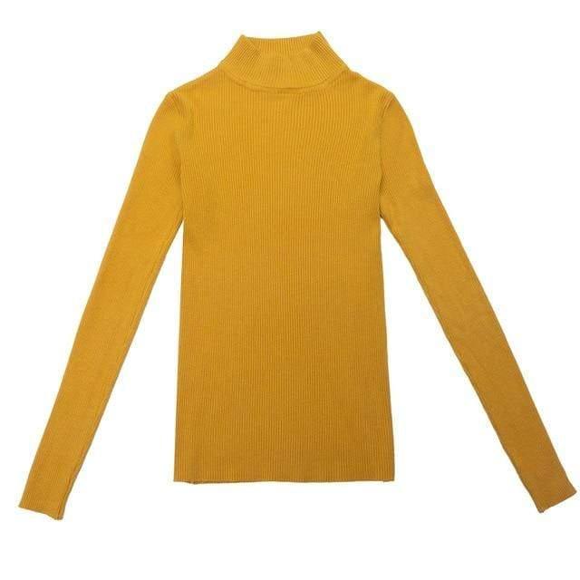 ezy2find M / Yellow Marwin New-coming Autumn Winter Tops Turtleneck Pullovers Sweaters Primer shirt long sleeve Short Korean Slim-fit tight sweater