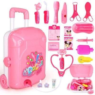 ezy2find makeup kit Pink Playright children's educational toys' doctor Sen luggage attire simulation trolley medicine box set