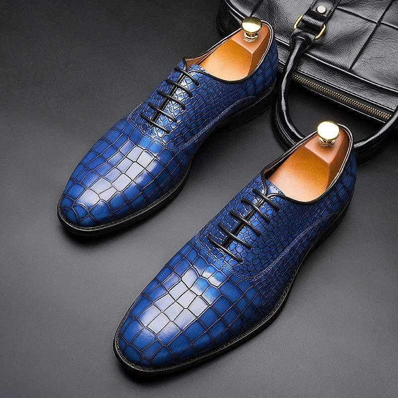 ezy2find man's shoes Blue / 45 High-end men's leather pointed toe shoes