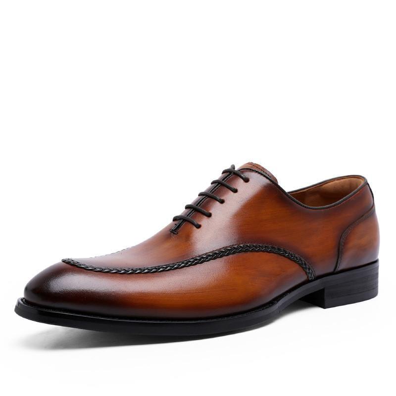 ezy2find man's shoes Brown / 45 Men's Top Layer Cowhide Rubber Compound Sole Lace-Up Shoes