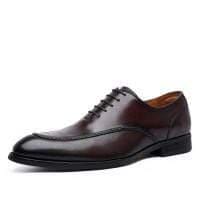ezy2find man's shoes Dark brown / 43 Men's Top Layer Cowhide Rubber Compound Sole Lace-Up Shoes