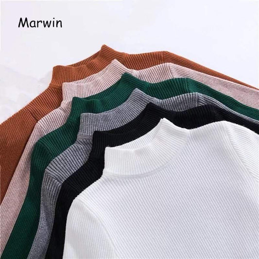 ezy2find Marwin New-coming Autumn Winter Tops Turtleneck Pullovers Sweaters Primer shirt long sleeve Short Korean Slim-fit tight sweater