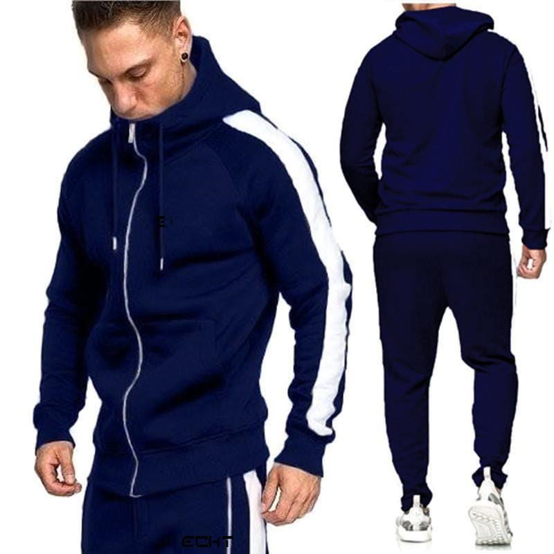 ezy2find men's casual suit Navy Blue / 3XL Men's Sweatshirt Sports Suit Casual Jogging Men's Hoodie