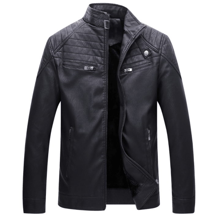 ezy2find men's jacket Black / 4XL Men's Large size foreign trade cross-border men's leather jacket autumn and winter men's plus velvet PU leather