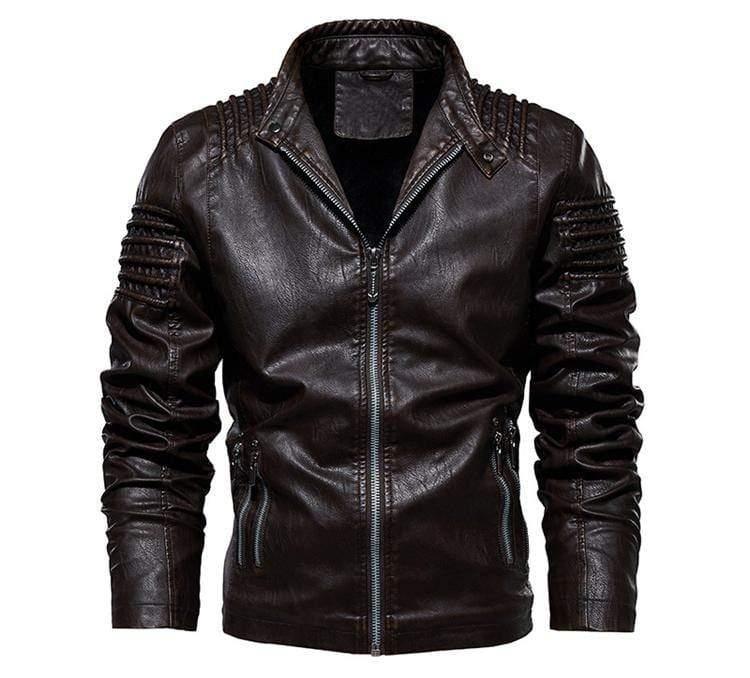 ezy2find men's jacket Brown / 4XL Fashion Motorcycle Coat Warm Leather Jacket New Men