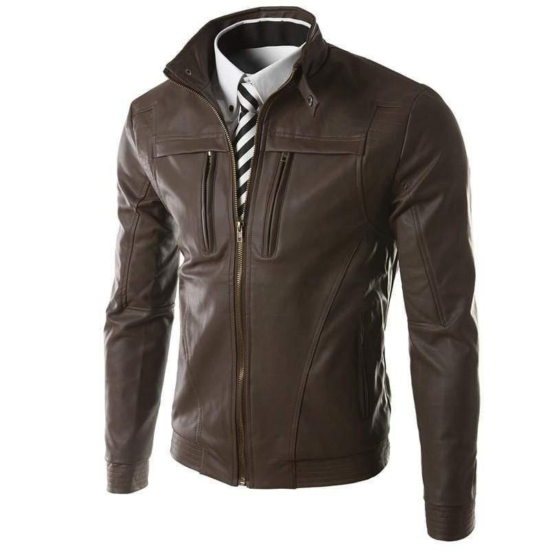 ezy2find men's jacket Brown / M Men's PU leather jacket