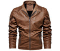 ezy2find men's jacket Khaki / XXL Fashion Motorcycle Coat Warm Leather Jacket New Men