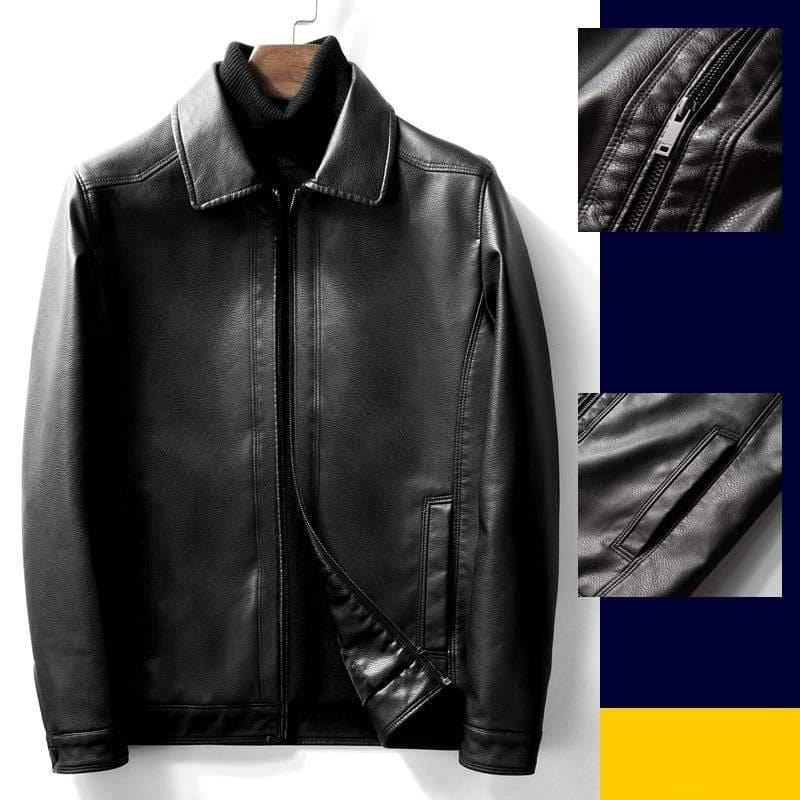 ezy2find men's leather jackets 2037 Black / XXL Trendy casual leather jacket