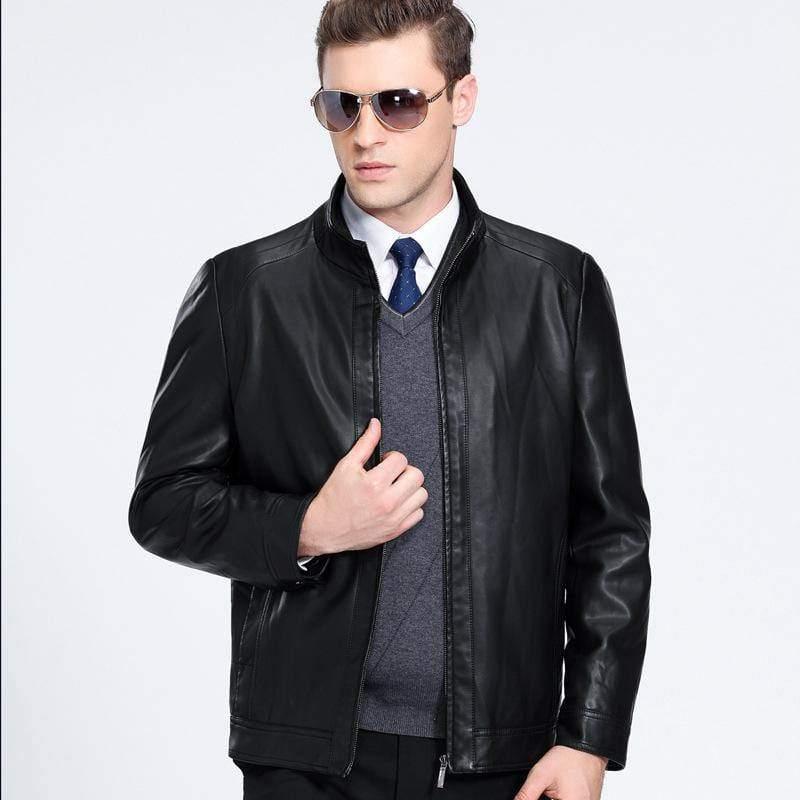 ezy2find men's leather jackets Black / 170 Sheepskin spring and autumn Lapel leather jacket